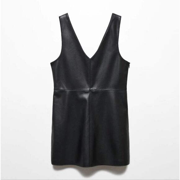 1113 NWT Mango Leather-effect pinafore dress Sz XL - Picture 1 of 7